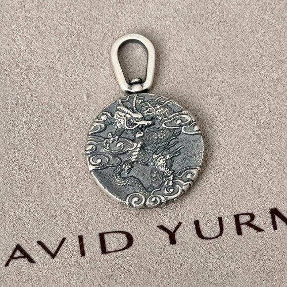 David Yurman Men's .925 Sterling Silver Dragon Pendant Amulet - Picture 1 of 5